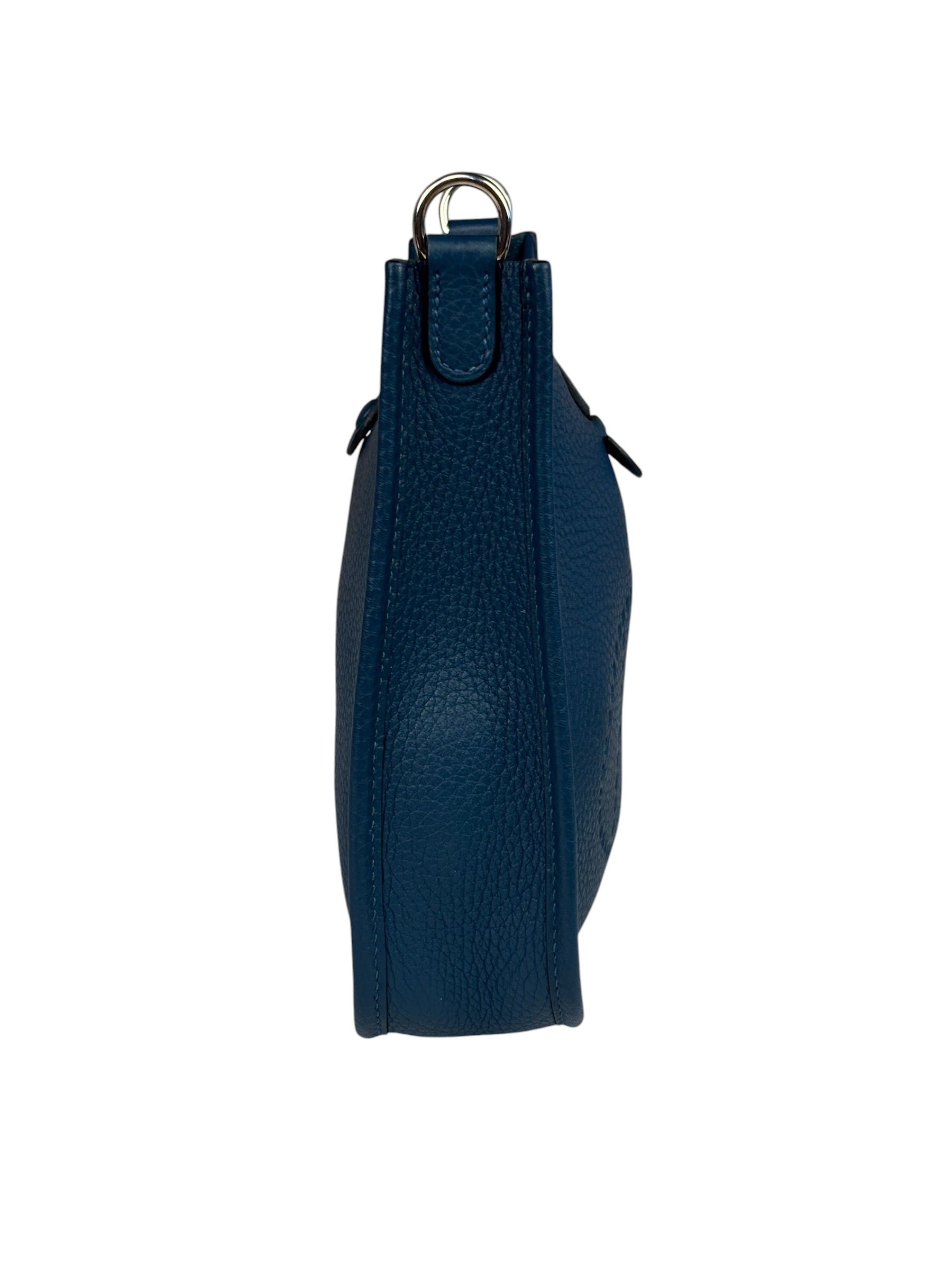 Hermes Blue Pale Clemence Leather Evelyn TPM III Crossbody