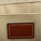 Chloe Brown Leather Trim/Linen Canvas Woody Small Tote