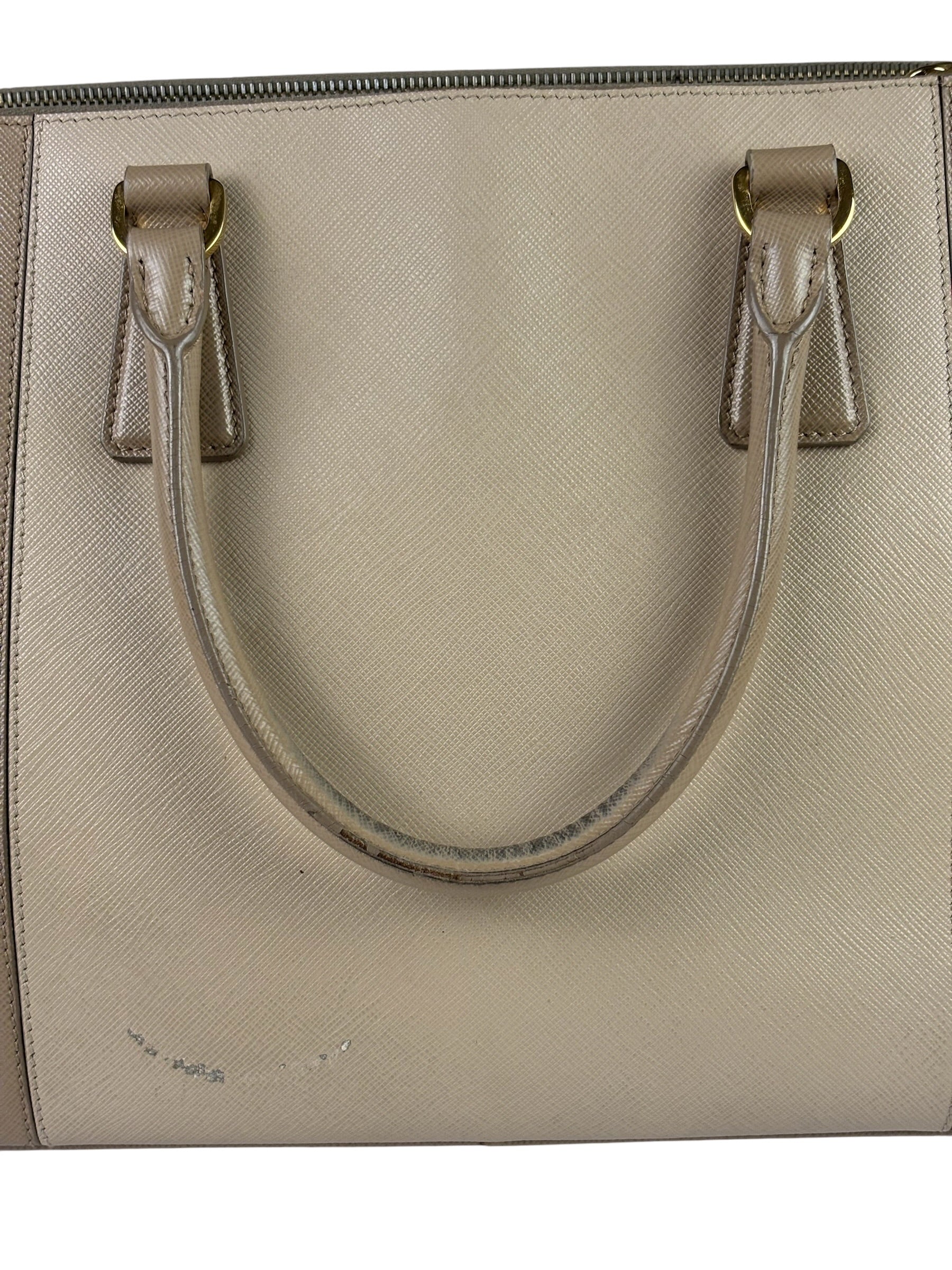 Prada Beige Saffiano Leather Galleria Large Shoulder Bag
