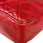 Chanel Red Quilted Lambskin Chain Tote Bag 1990
