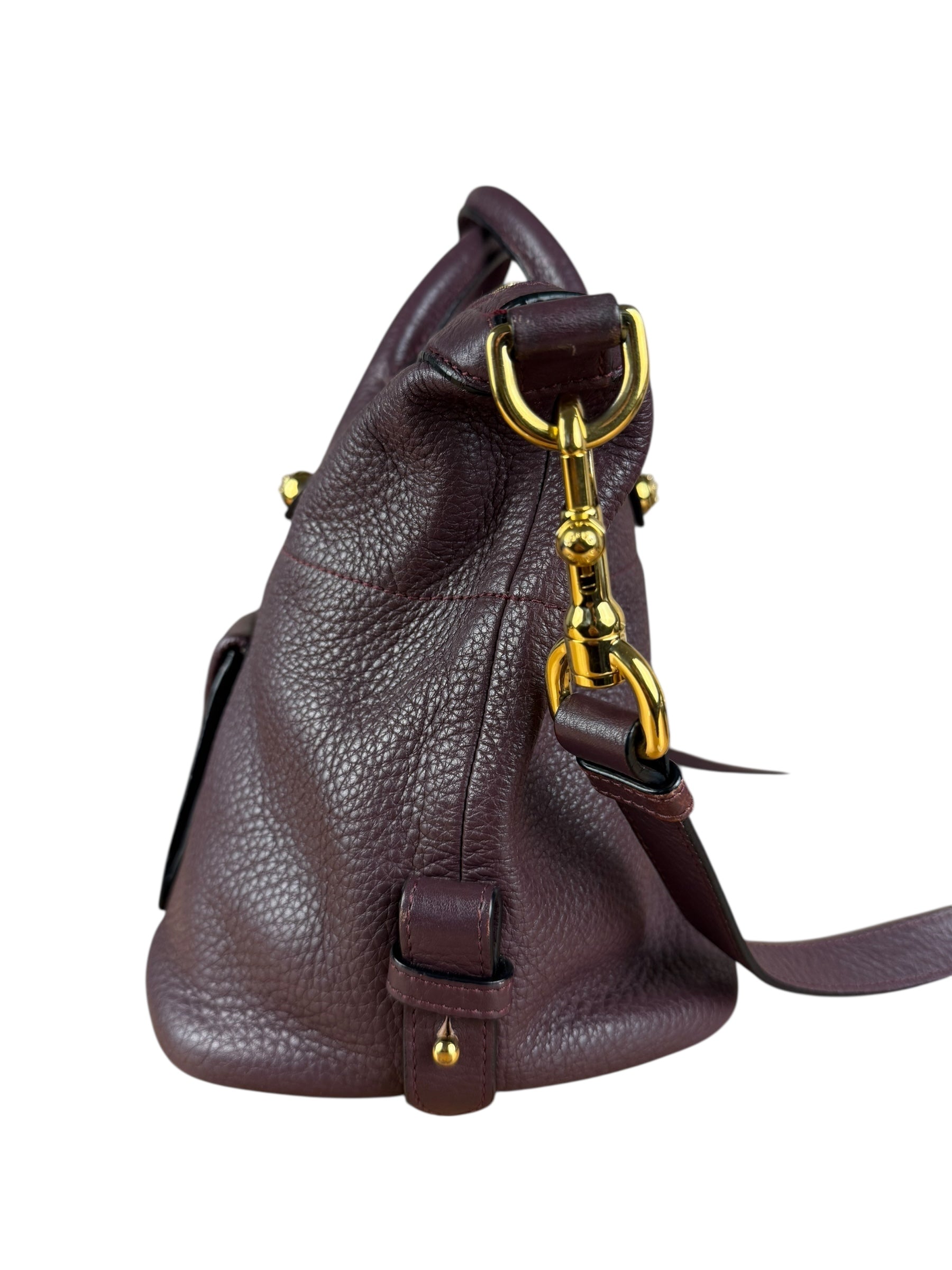 Loewe Purple Leather Ostrich Front 2Way Handbag