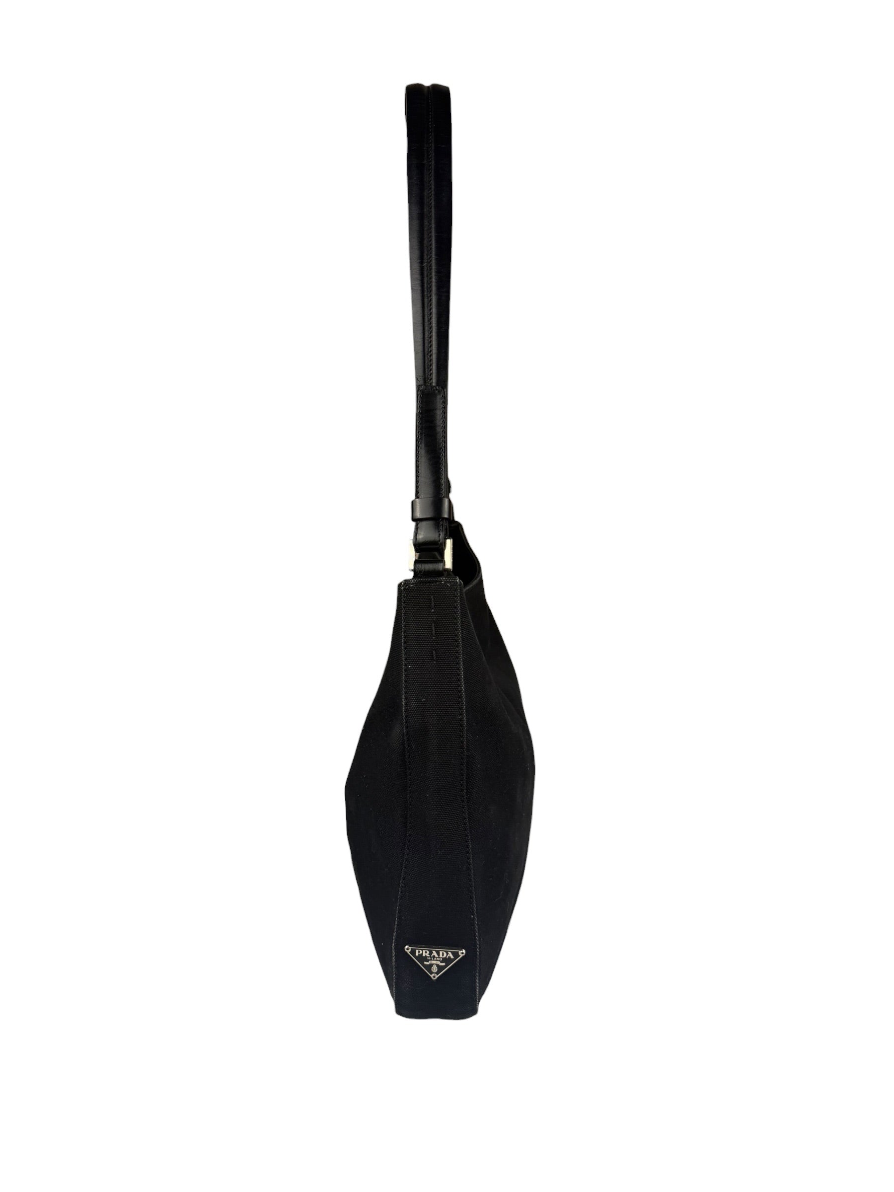 Prada Vintage Black Canvas Shoulder Bag