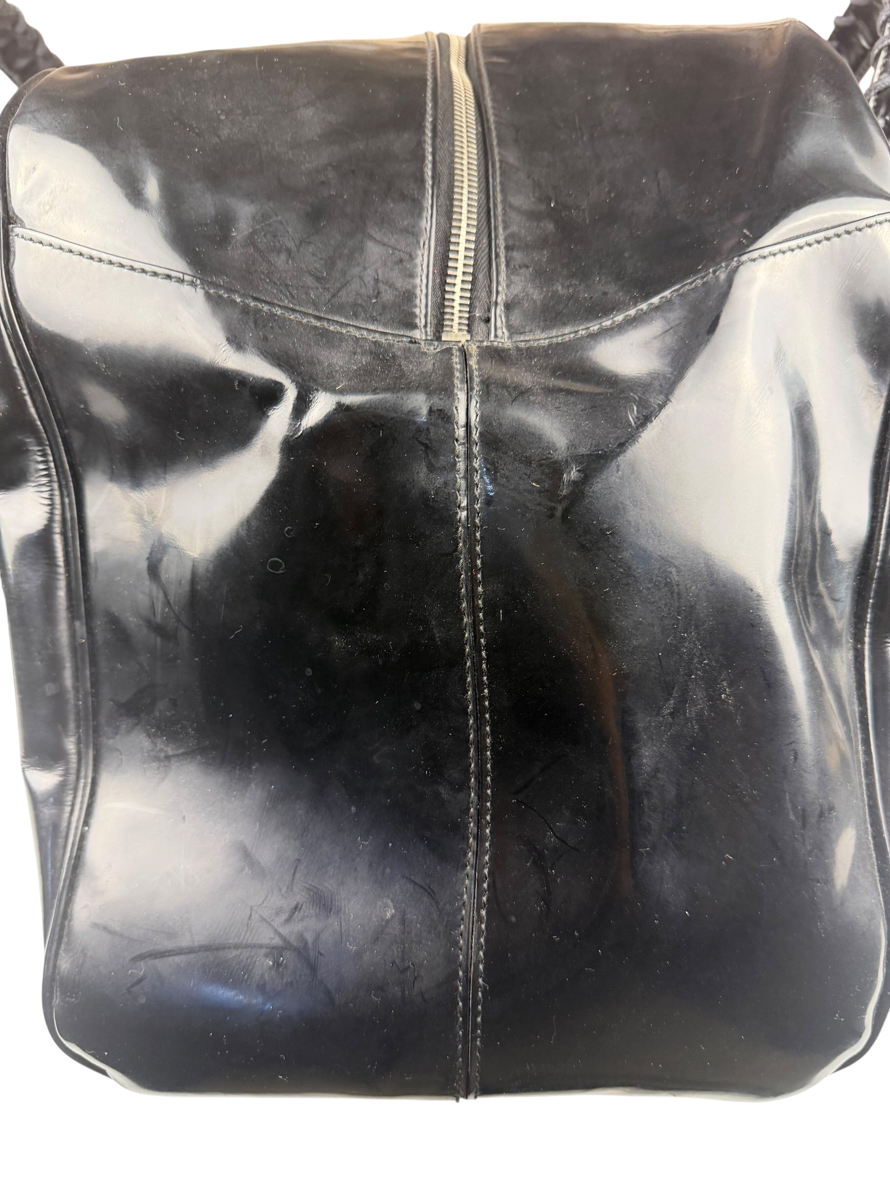 Balenciaga Black Patent Leather Weekender Handbag