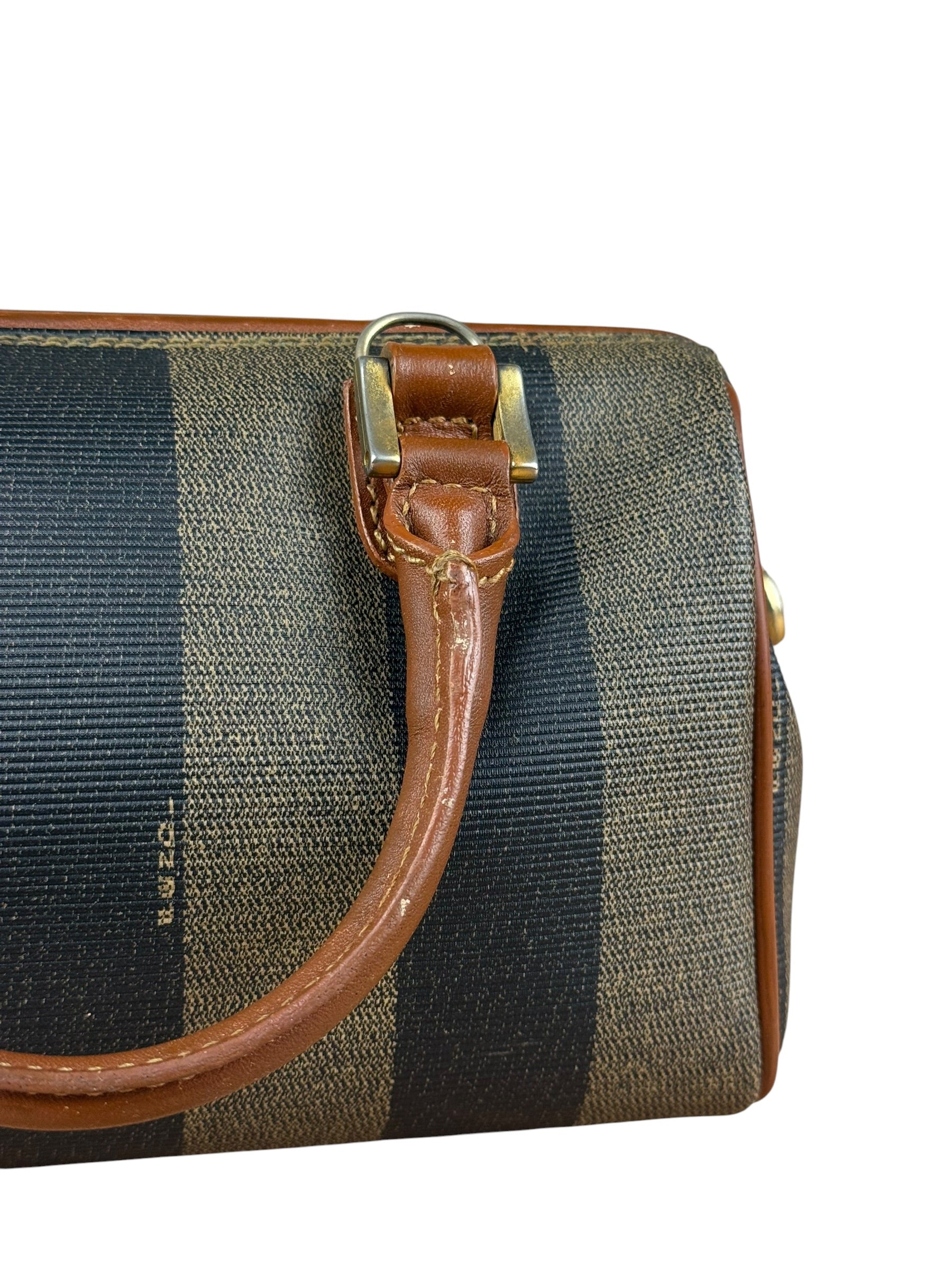 Fendi Vintage Pequin Stripped Nano Boston Bag