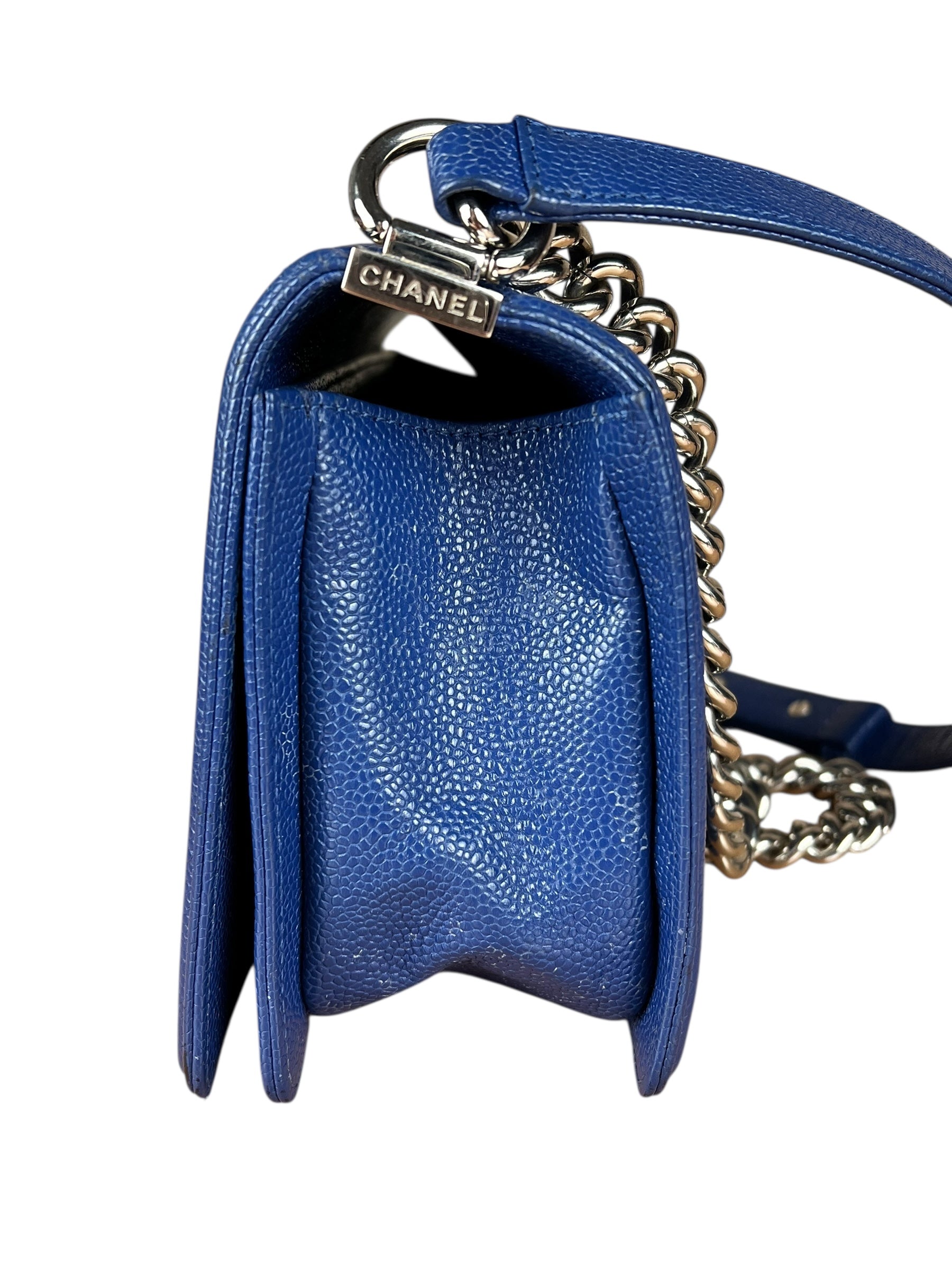 Chanel Blue Chevron Caviar Medium Boy Bag 2019