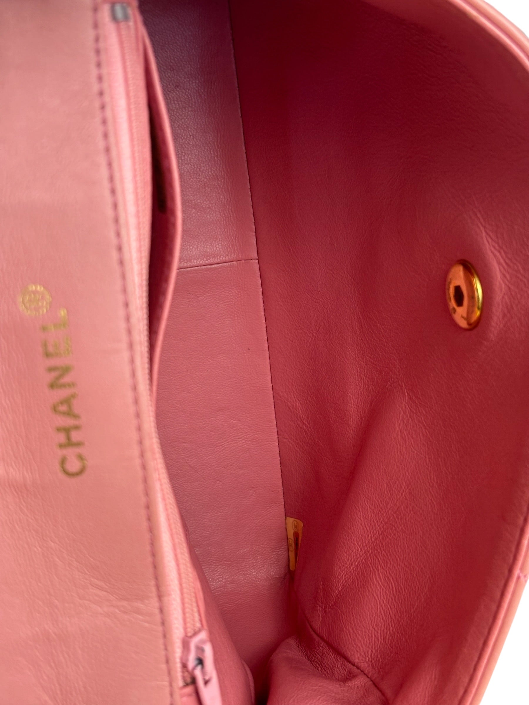 Chanel Vintage Pink Quilted Leather Trapezoid Flap Bag