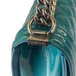 Chanel Teal Quilted Patent Leather Boy Flap Bag 2014