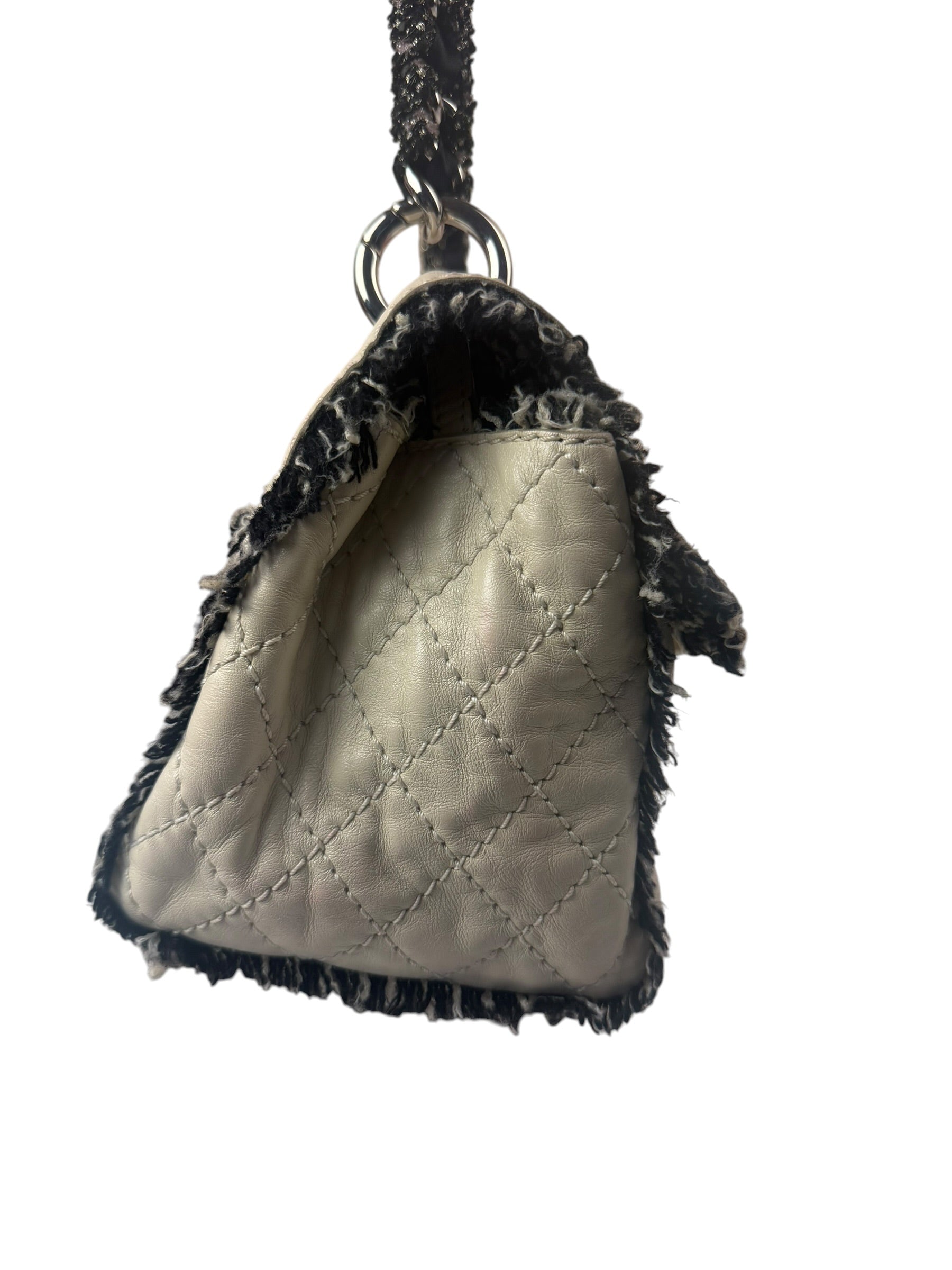 Chanel Cream Lambskin Funny Tweed Flap Bag 2009
