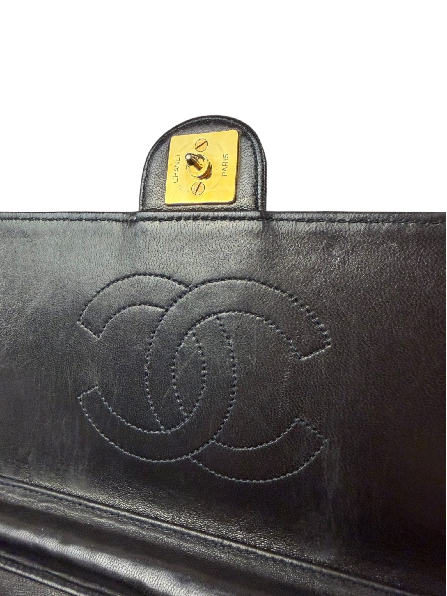 Chanel Balck Quilted Lambskin Square Flap 1991