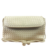 Bottega Veneta Vintage Cream Satin Intrecciato Mini Shoulder Bag