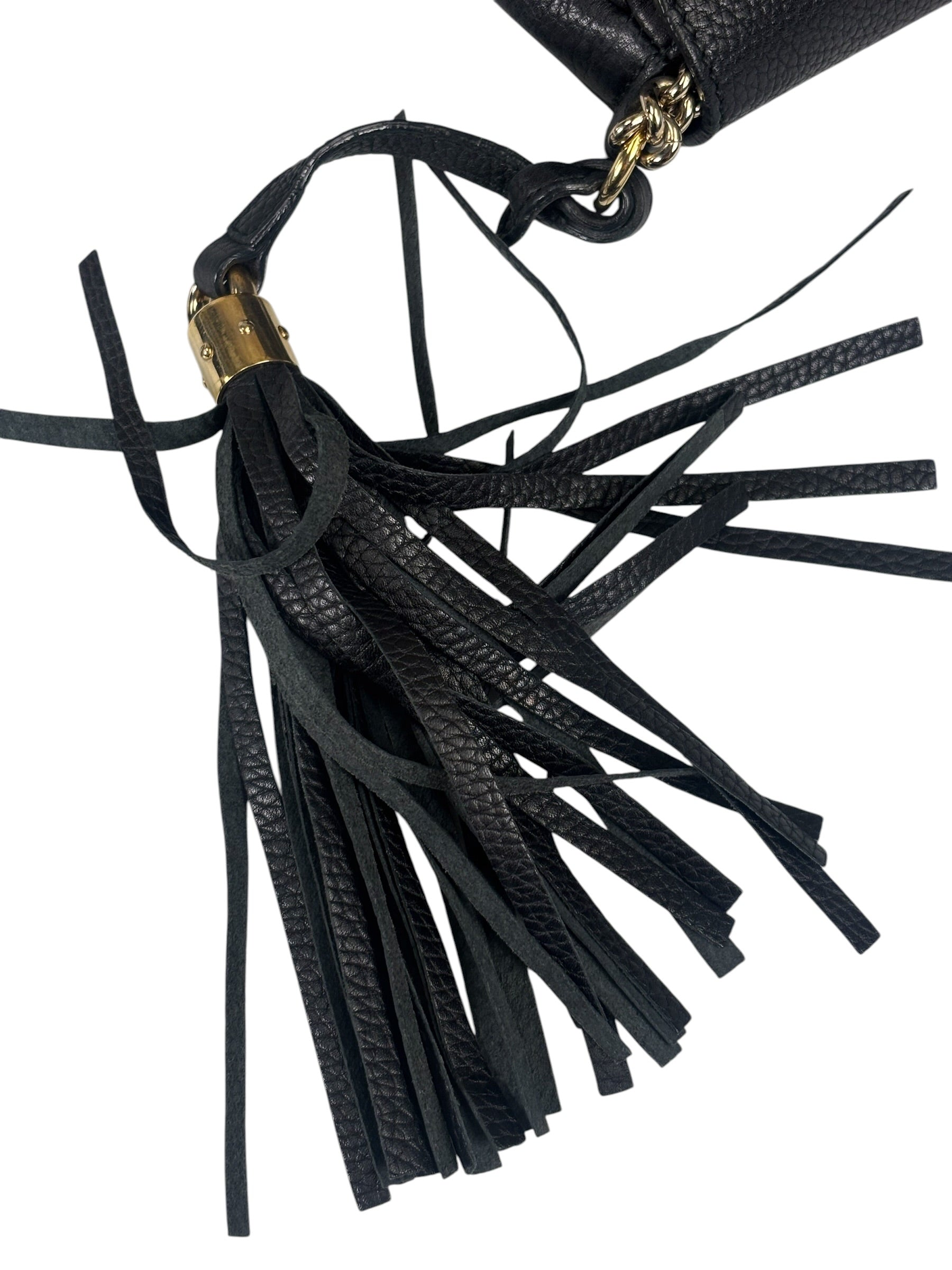 Gucci Black Pebbled Leather Soho Chain Flap Crossbody Bag
