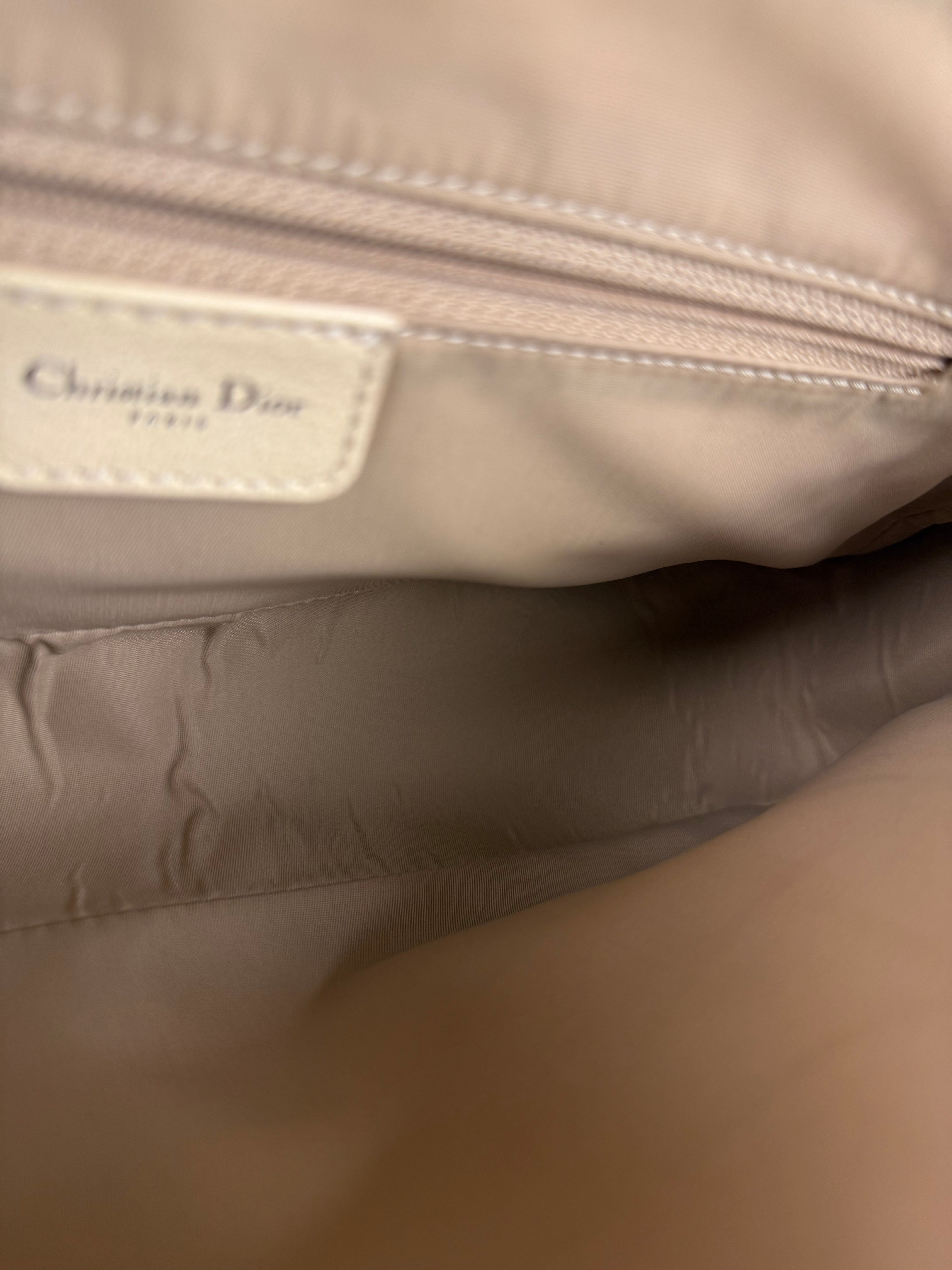 Christian Dior Vintage Beige Leather Stitch Saddlebag