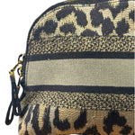 Christian Dior Beige Woven Leopard Print Cosmetic Pouch