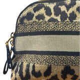 Christian Dior Beige Woven Leopard Print Cosmetic Pouch