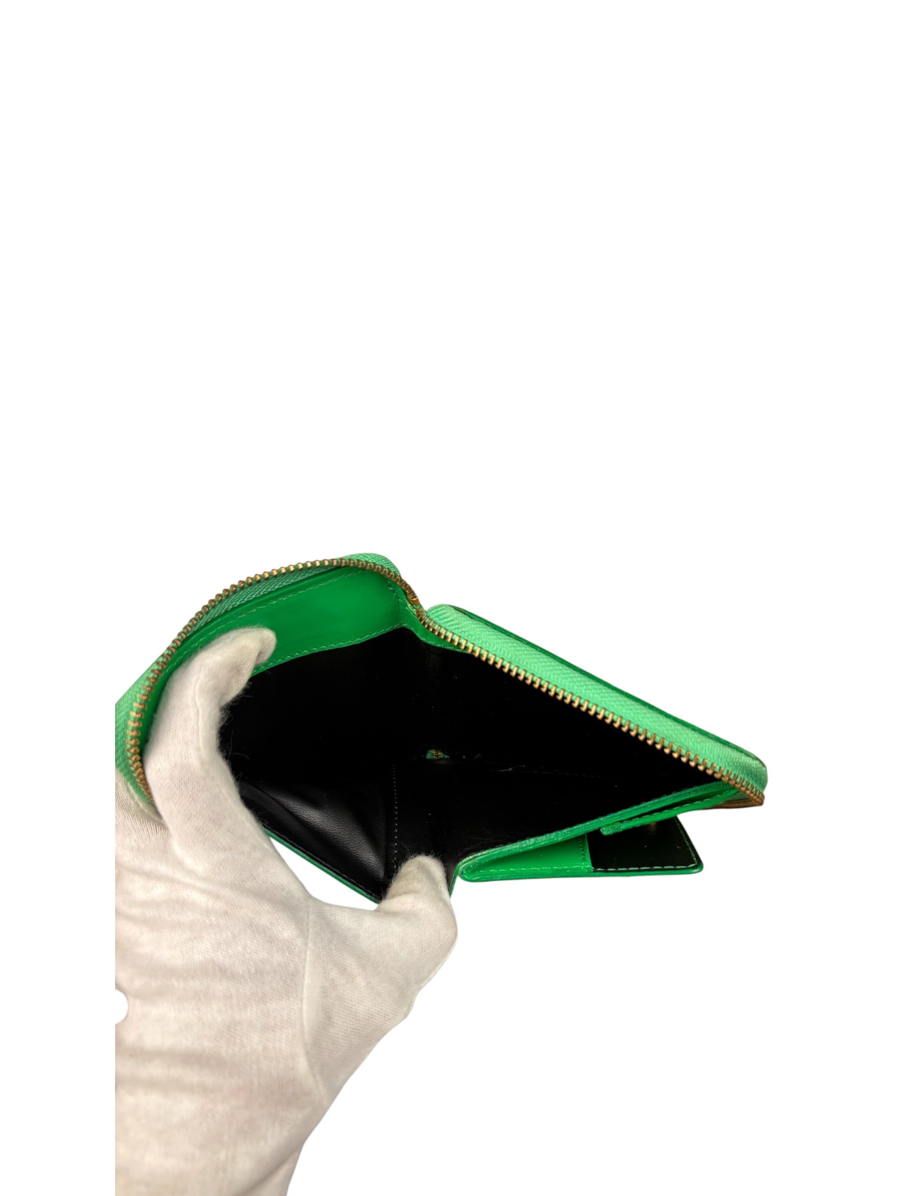 Comme Des Garcons Green Zip Around Wallet