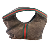 Gucci Brown Suede GG Supreme Giglio Large Tote