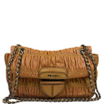 Prada Vintage Brown Nappa Leather Gaufre Shoulder Bag