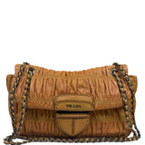 Prada Vintage Brown Nappa Leather Gaufre Shoulder Bag