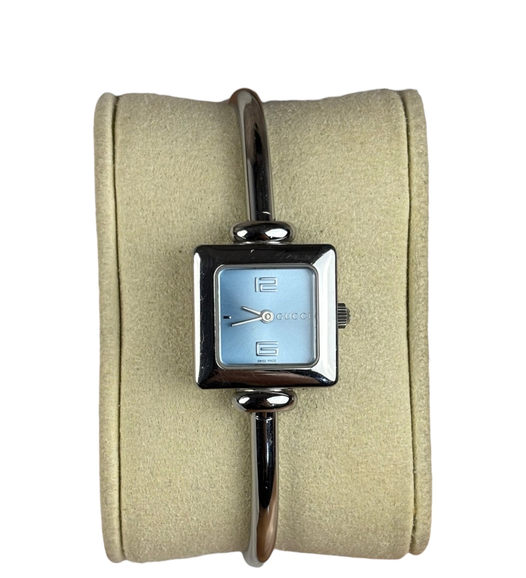 Gucci Vintage Ice Blue Dial Square Bangle Watch