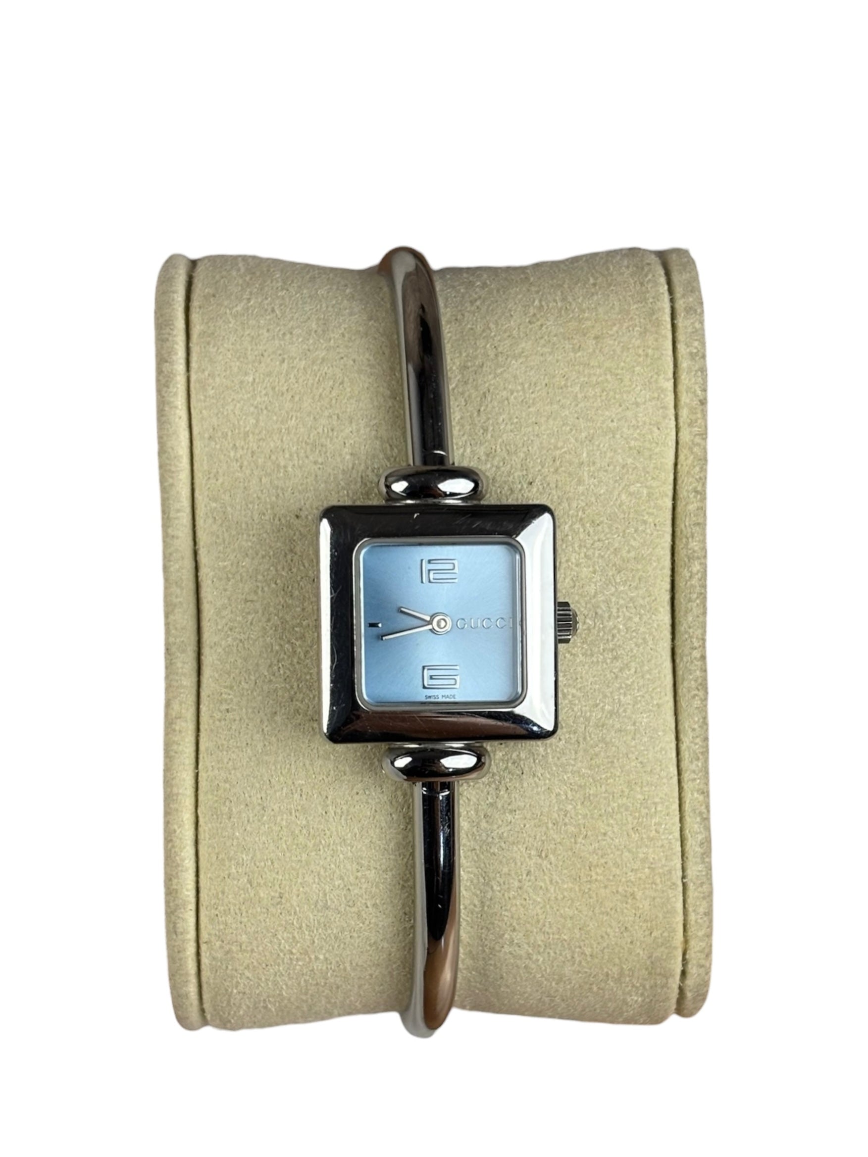Gucci Vintage Ice Blue Dial Square Bangle Watch