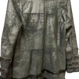 Vintage Black Suede/Leather Fur-Line Long Coat