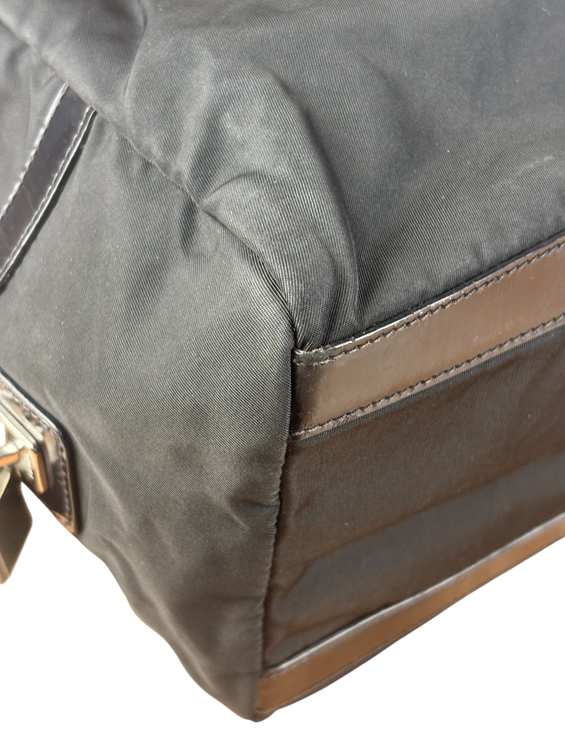 Prada Vintage Black Nylon/Patent Shoulder Bag