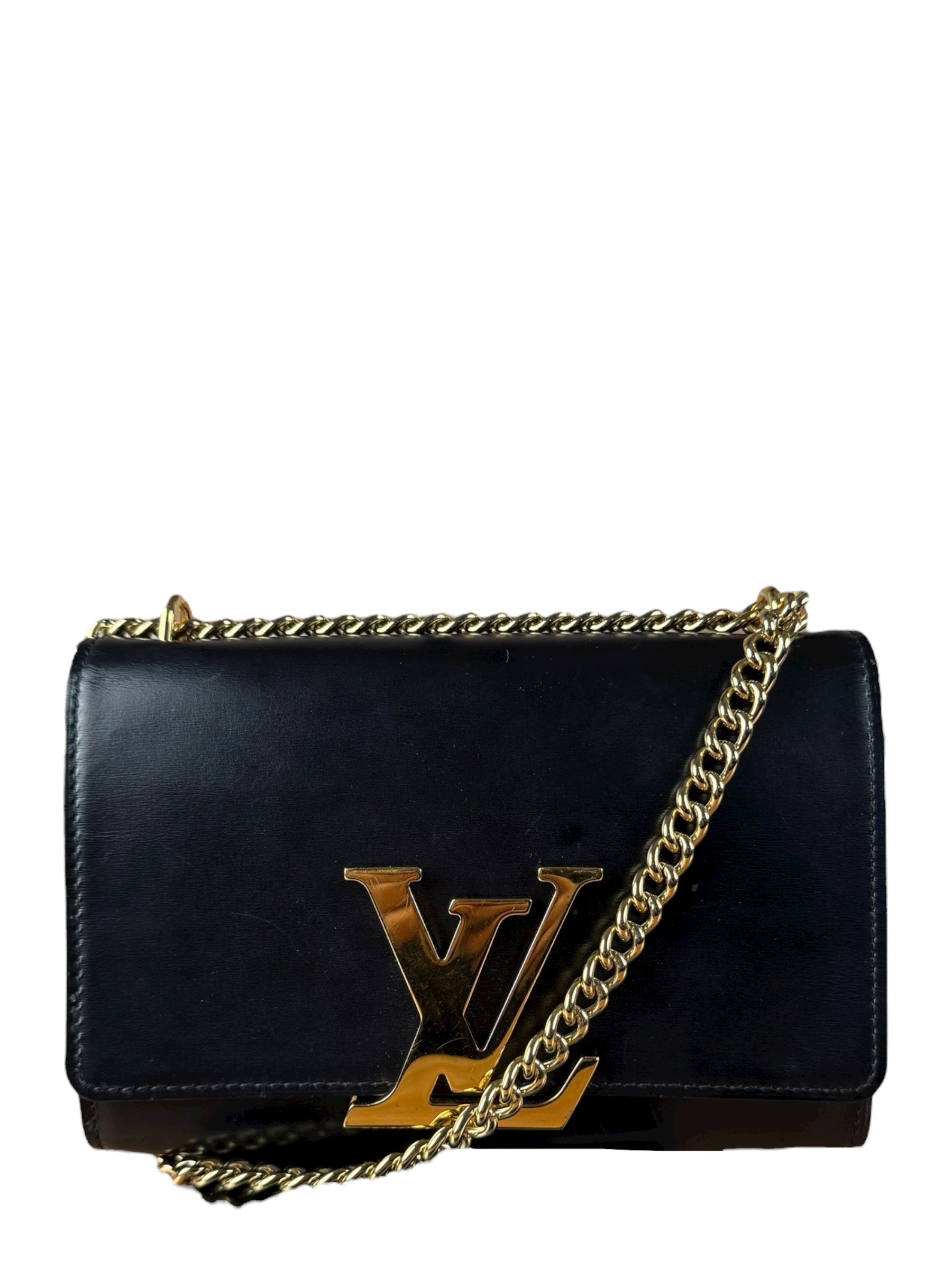 Louis Vuitton Black Leather Louis Chain Pochette
