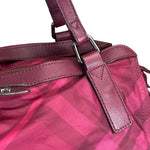 Burberry Plum Nylon/Leather Trim Nova Check Buckleigh Packable Tote