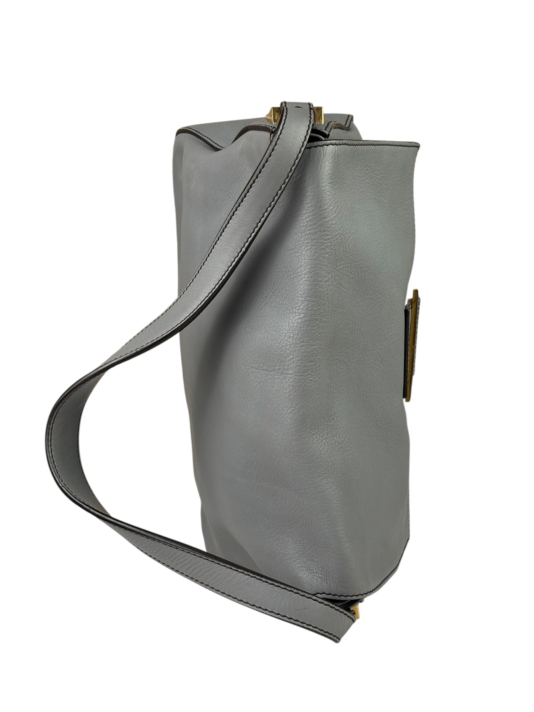 Fendi Grey Leather Flap Bag