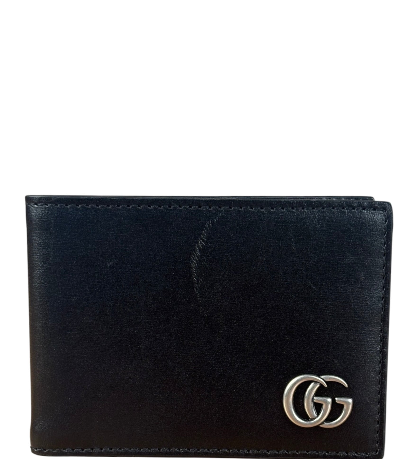 Gucci Black Leather Marmont Boarded Plutone Wallet