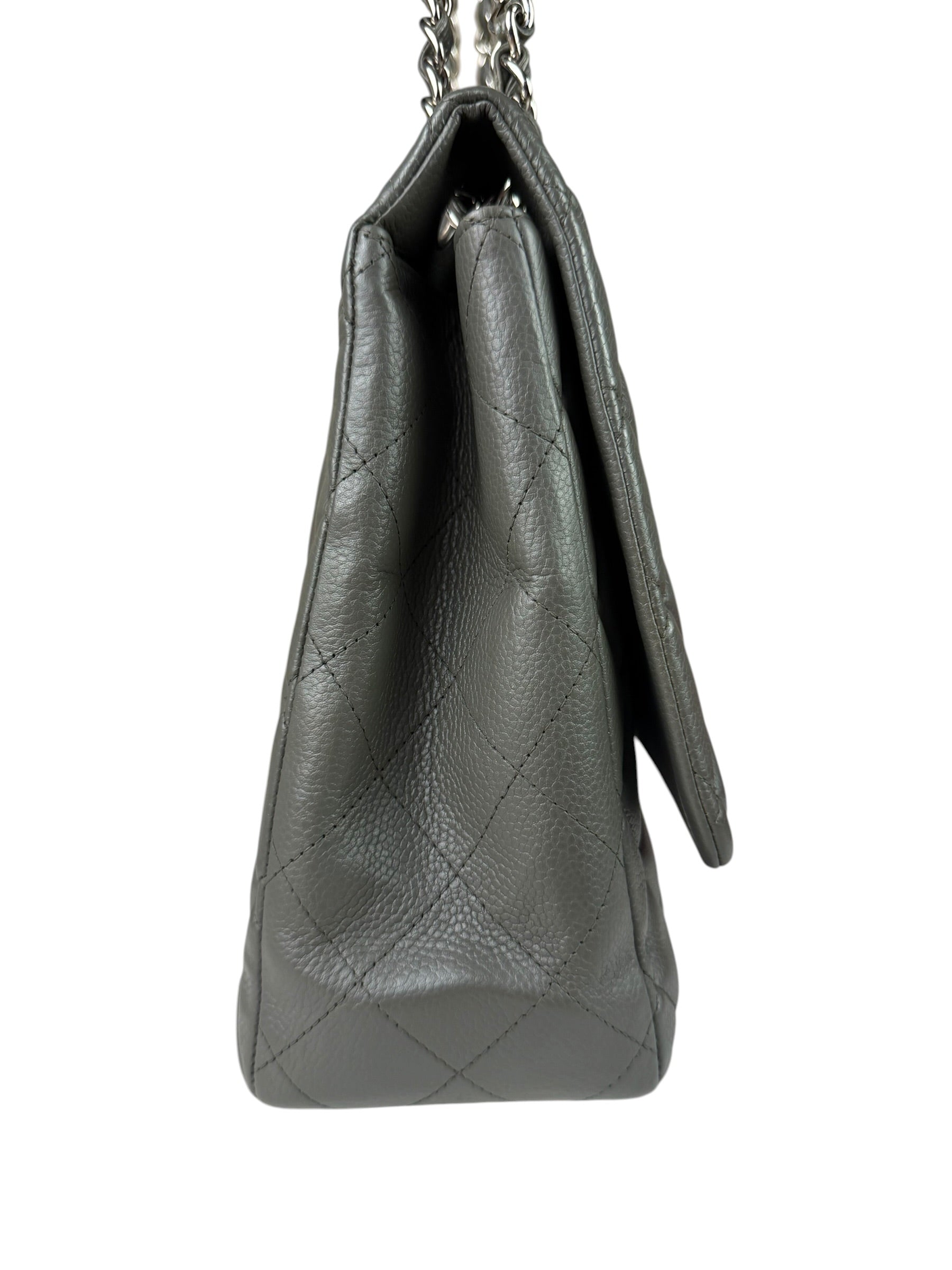 Chanel Grey Hue Caviar Quilted Jumbo Flap Bag 2010