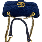 Gucci GG Blue Velvet Marmont Chain Shoulder Bag