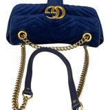 Gucci GG Blue Velvet Marmont Chain Shoulder Bag