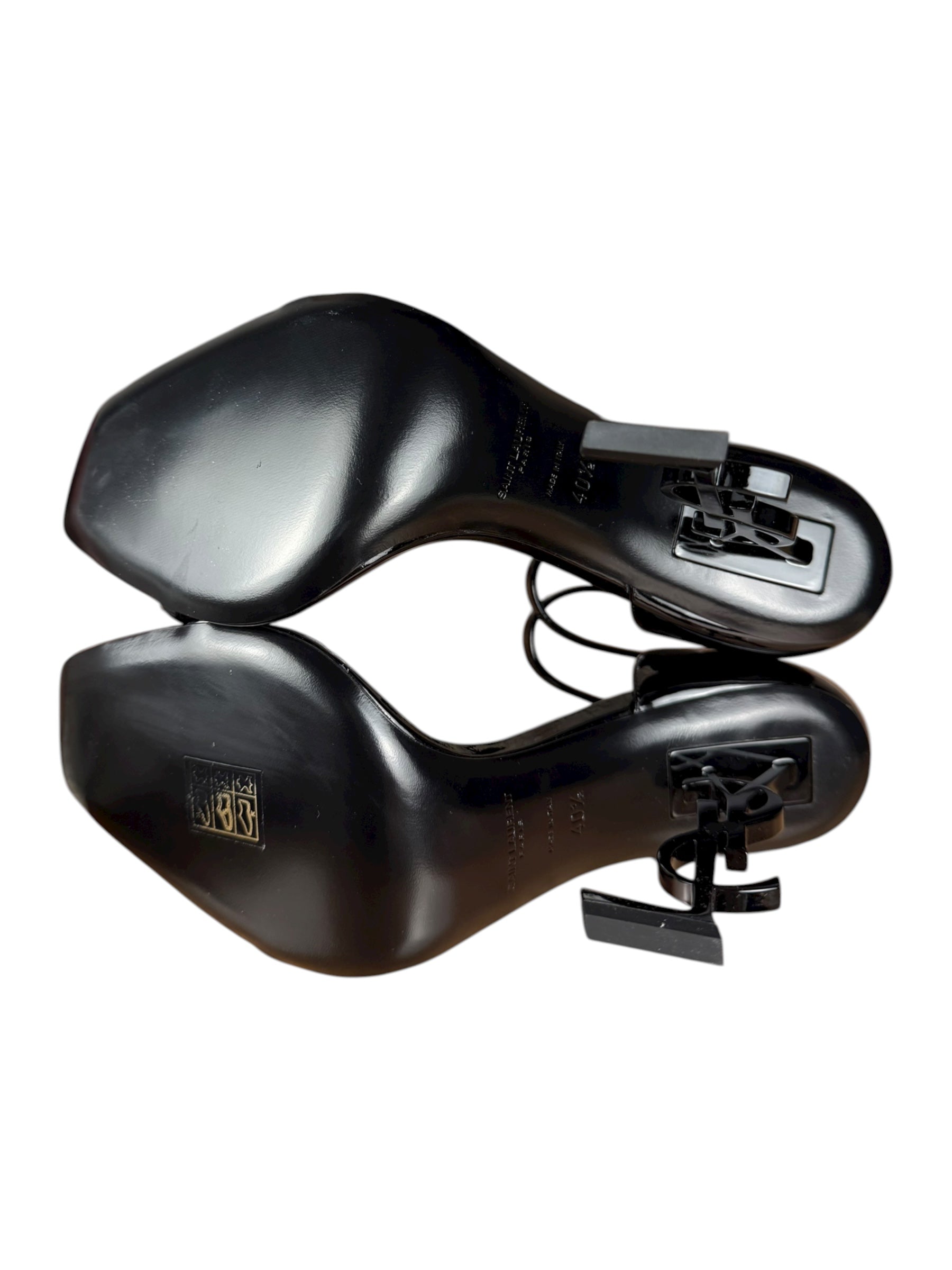 Saint Laurent Glossy Black Logo Heels
