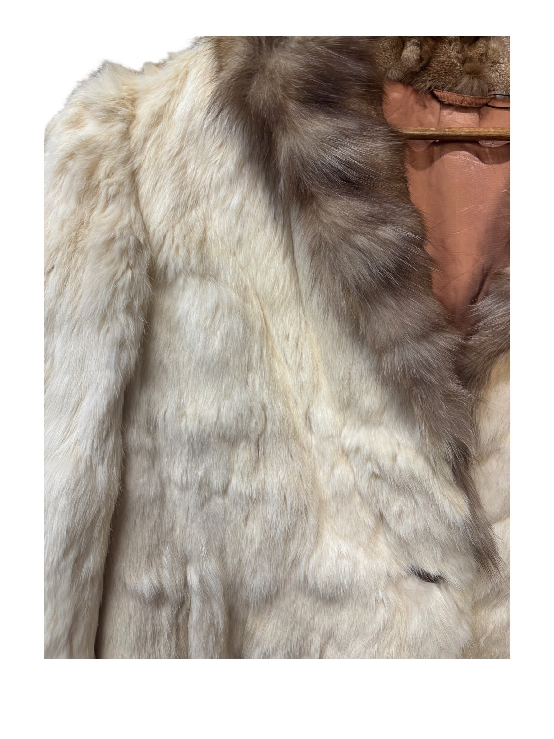 Vintage Cream/Brown Rabbit Fur Coat