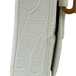 Balenciaga White Crocodile Embossed Hourglass Wallet On Chain