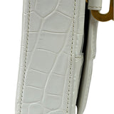 Balenciaga White Crocodile Embossed Hourglass Wallet On Chain