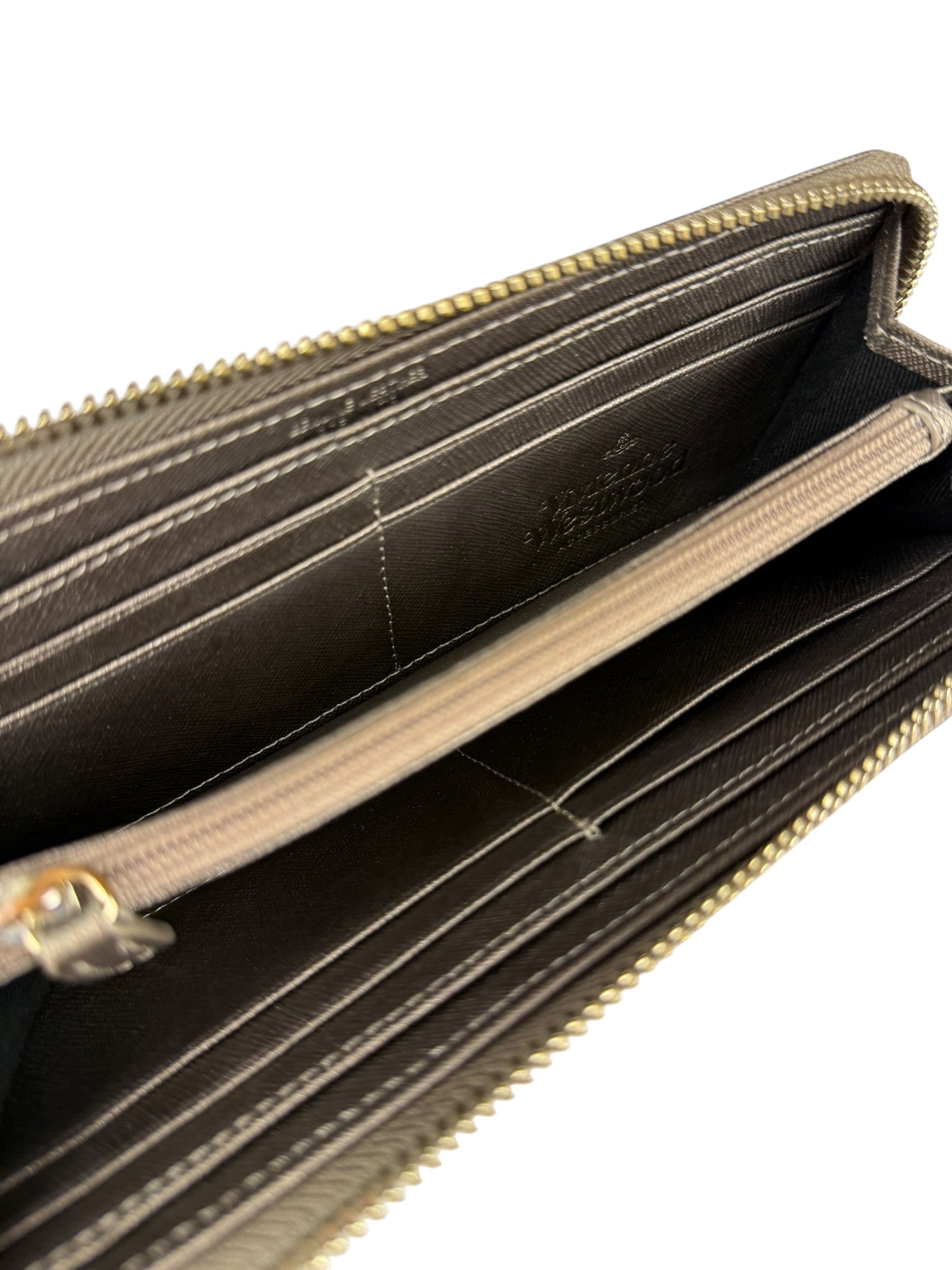 Vivienne Westwood Brown Leather Orb Zip Long Wallet