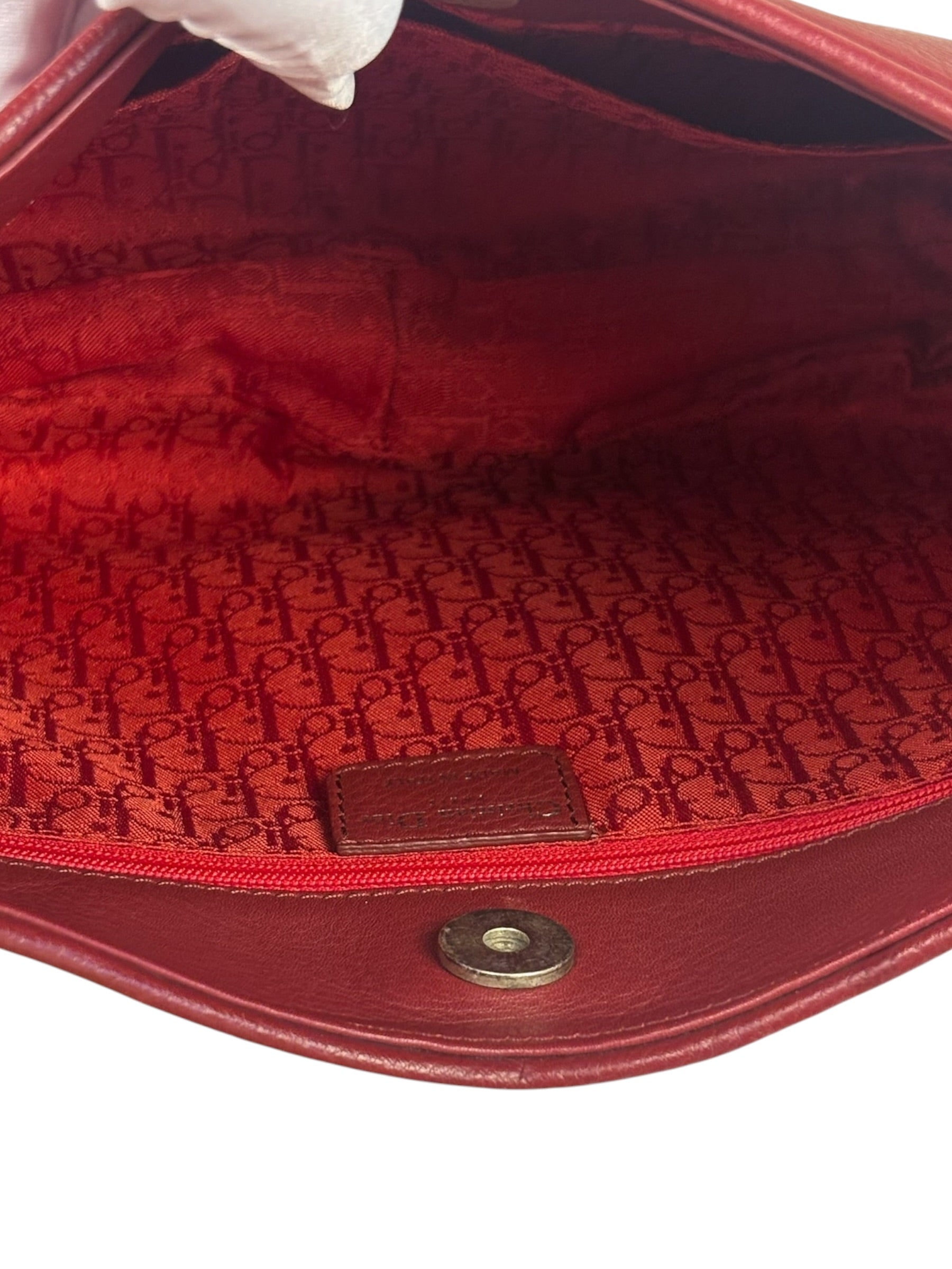 Christian Dior Red Leather Ethnic Hobo Bag