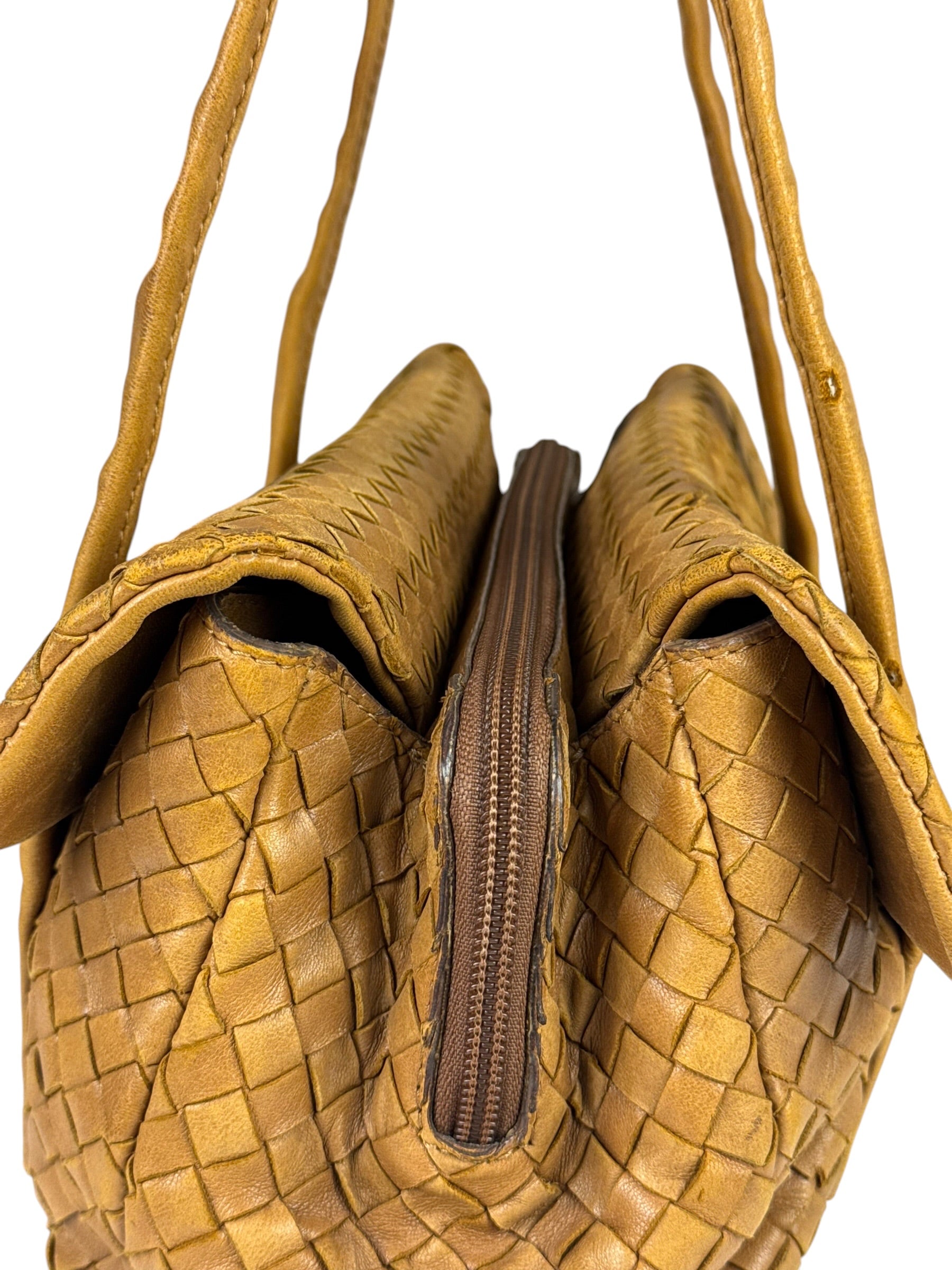Bottega Veneta Tan Brown Intrecciato Shoulder Bag