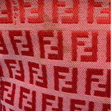 Fendi Pink/Red Zucca Leather Trim Pochette