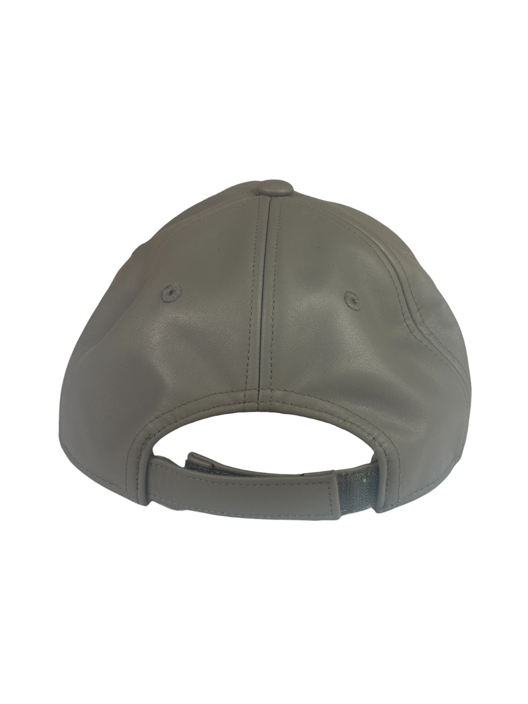 Telfar Grey Leather Logo Embossed Hat