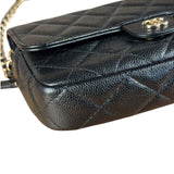 Chanel Black Quilted Flap Phone Chain Handbag