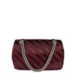 Balenciaga Burgundy Satin Jacquard Round S Lock Shoulder Bag