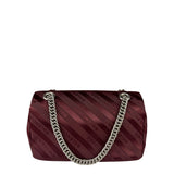 Balenciaga Burgundy Satin Jacquard Round S Lock Shoulder Bag