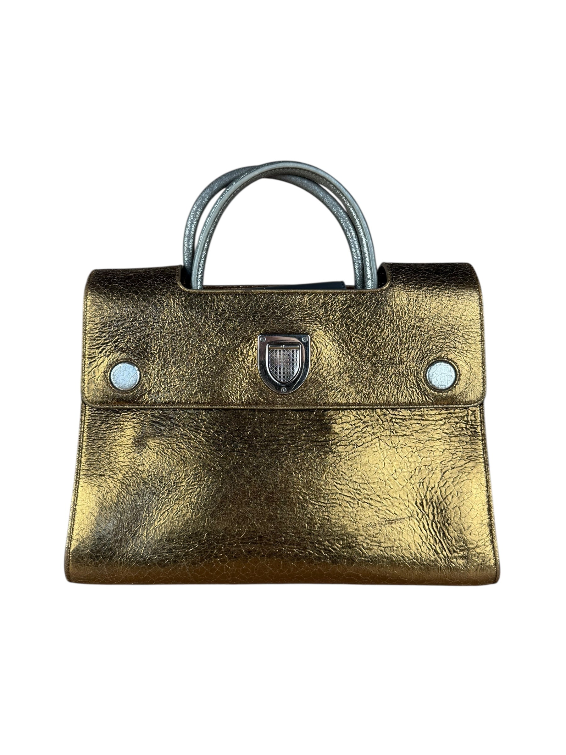 Christian Dior Diorever Gold Leather 2Way Handbag