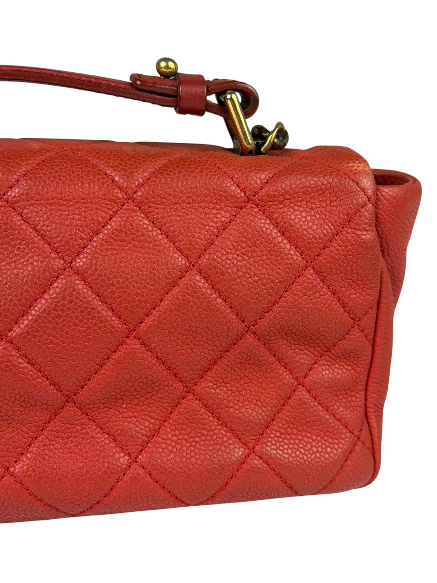 Chanel Red Quilted Caviar Leather Timeless Shoulder Bag 2012