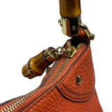 Gucci Orange Pebbled Leather Bamboo Top Handle Hobo Bag