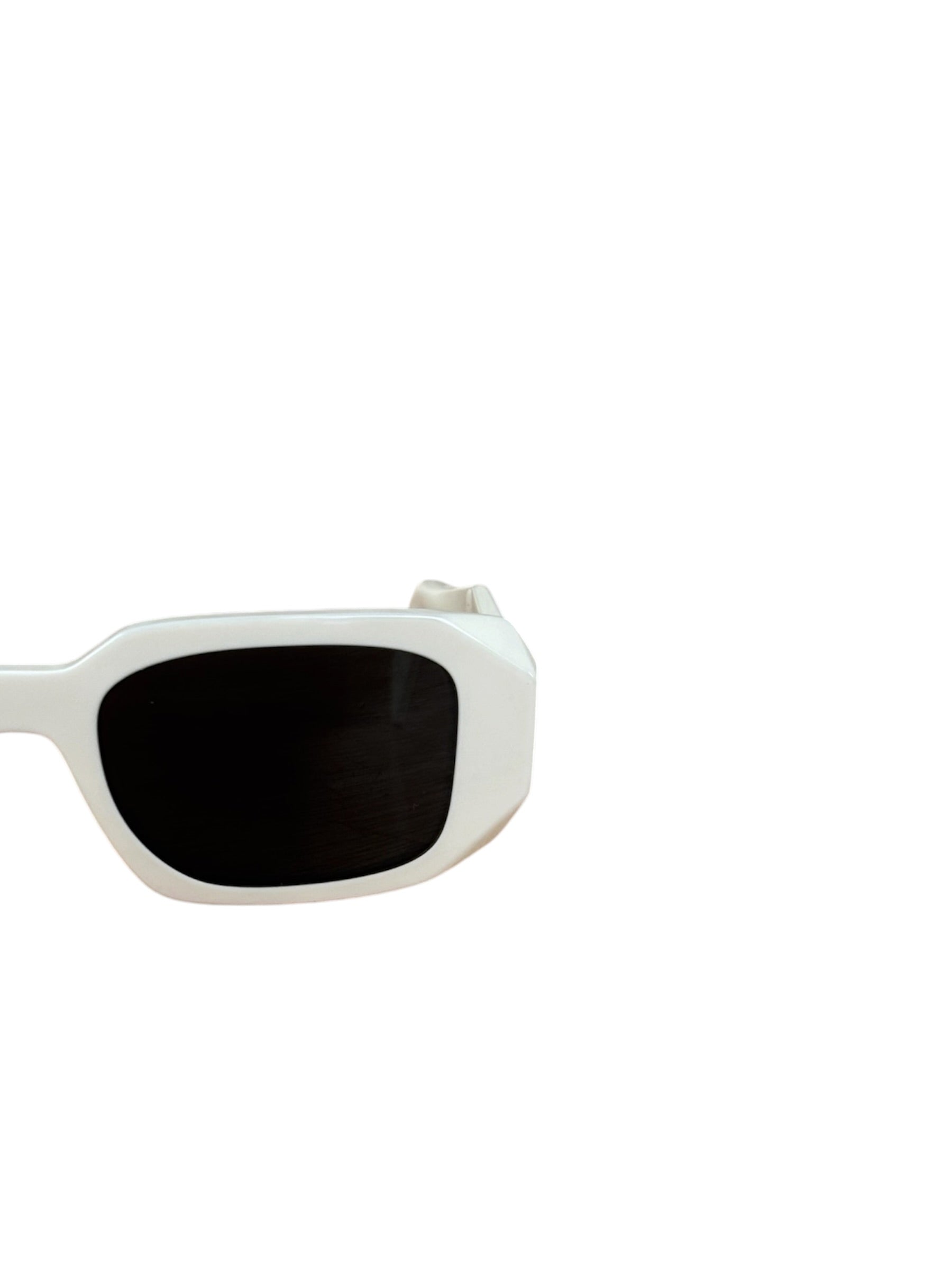Prada White Symbole Rectangular Sunglasses
