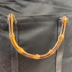 Gucci Black Nylon/Leather Trim Bamboo Top Handle Tote